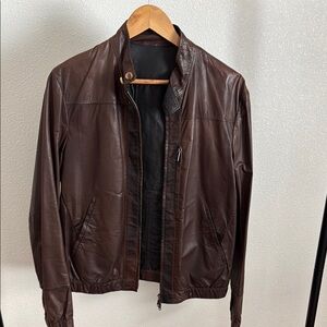 Yves Saint Laurent Leather Brown Lightweight Moto Jacket- Vintage